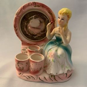 Vintage Japan Lady at Vanity lipstick holder